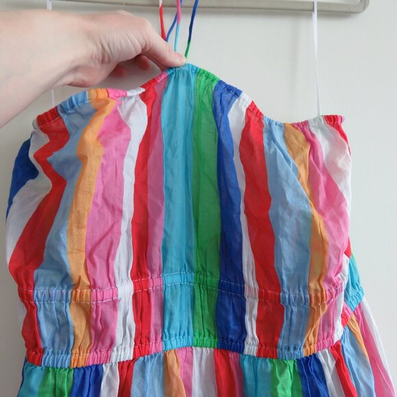 ANN TAYLOR LOFT Beach Halter Maxi Swimsuit Coverup Pocket Dress Candy Stripe NWT - Picture 7 of 14